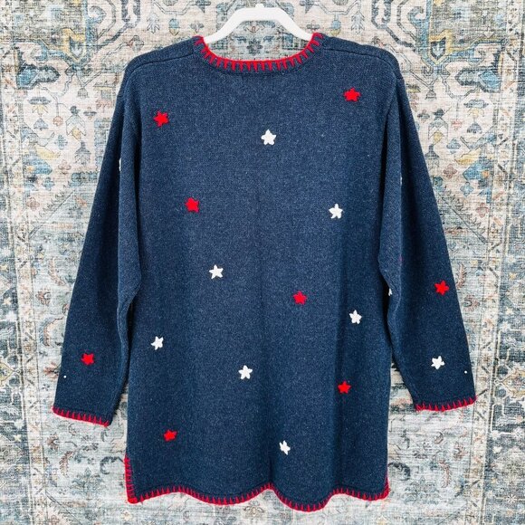 Quacker Factory Women's Sweater Size 1X Americana Pullover USA Flag 4th Of July - Picture 2 of 9